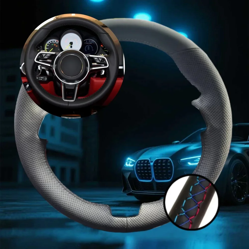 تخصيص غطاء عجلة القيادة سيارة لبورشه كايين ماكان باناميرا 911 996 997 959 اكسسوارات السيارات مخيط يدويا توجيه التفاف
