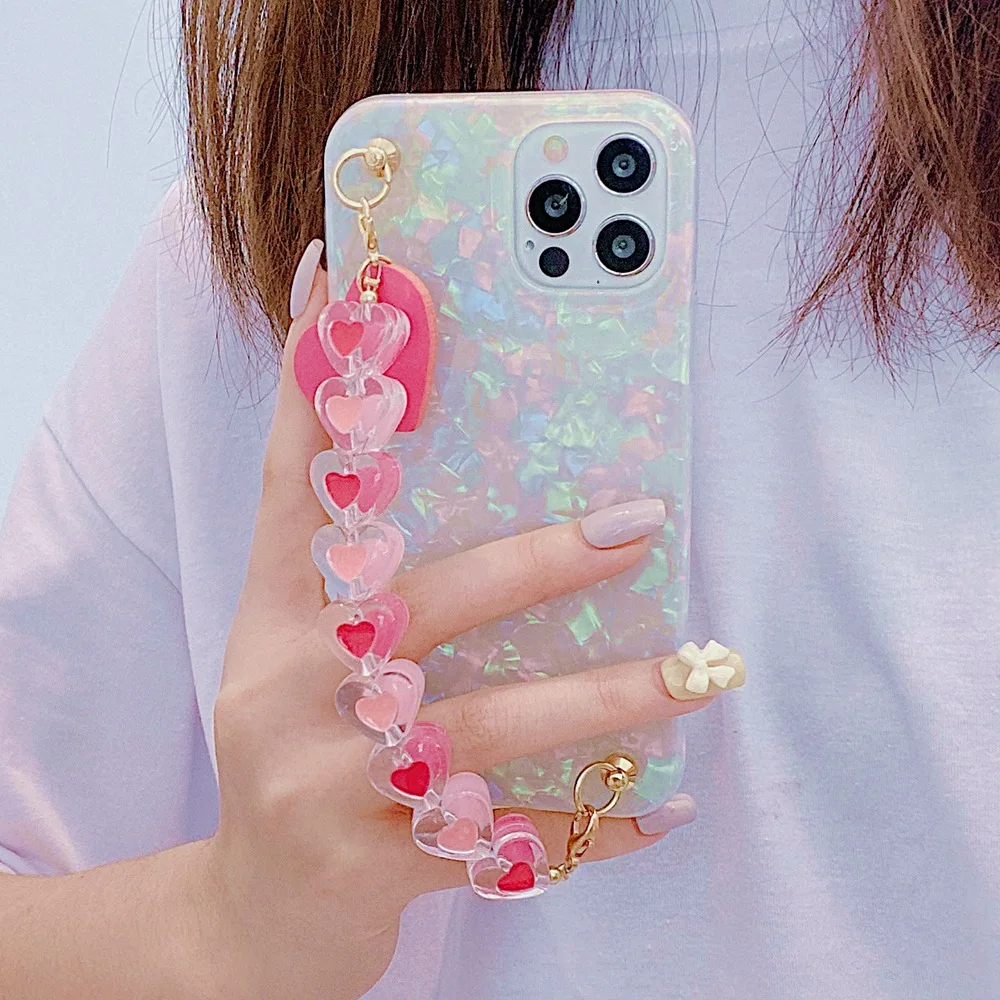 Flash Dream Love Phone Case iPhone 14 13 12 11 Pro Max Mini XR XS X 6 7 8 Plus SE 6S 2020 Cute Bracelet Soft TPU Back cover