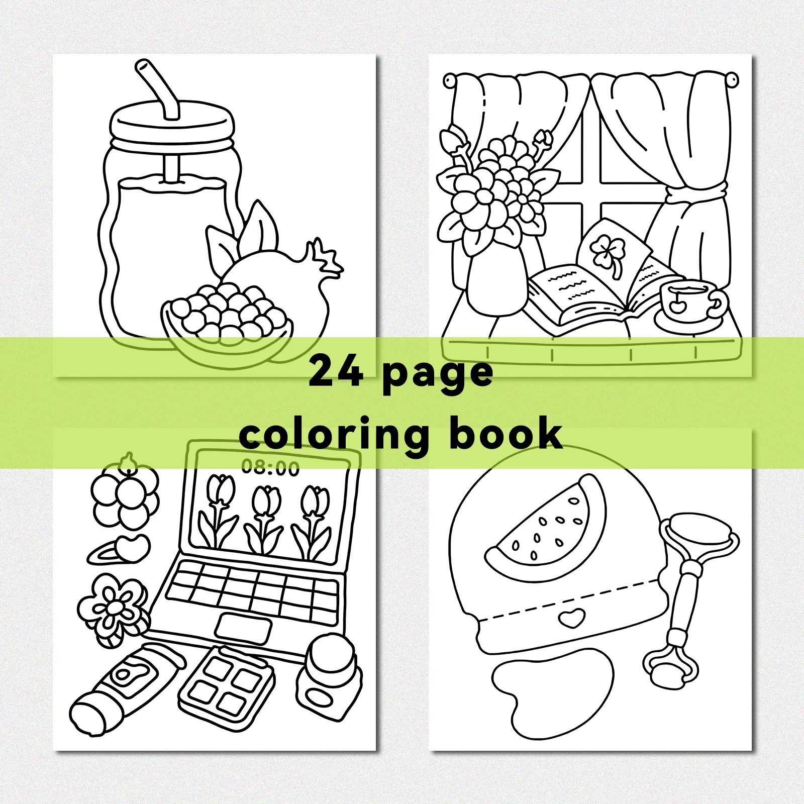CUTE & GROOVY Bold-Easy Coloring Book 24 หน้าสําหรับผู้ใหญ่หนังสือภาพน่ารักวาดหนังสือของขวัญที่สมบูรณ์แบบสําหรับงานปาร์ตี้และวันเกิด ﻿
