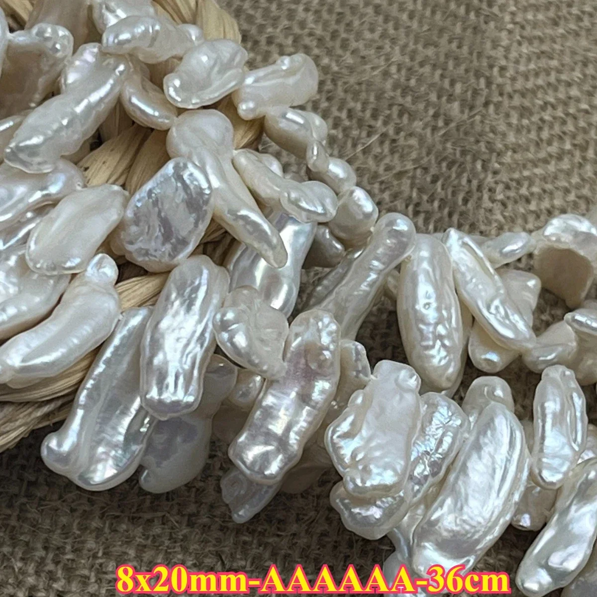

8x20mm 6A Premium Natural Freshwater Pearl White Irregular Baroque Spacer Bead Jewelry Make DIY Necklace Bracelet Women Wedding