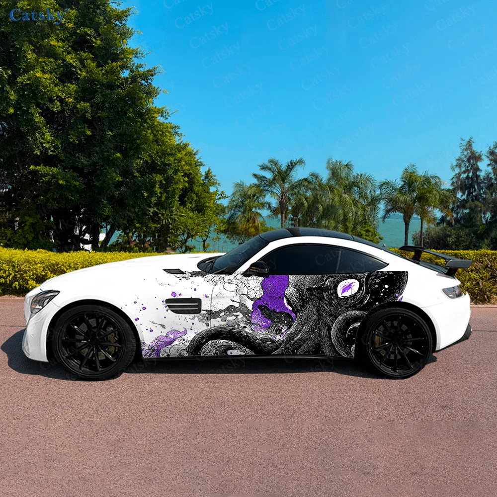 Evil Octopus Monster Car Side Sticker Decoration, PVC Waterproof Scratch Resistant Decal, Car Protection, Auto Accessories Gift