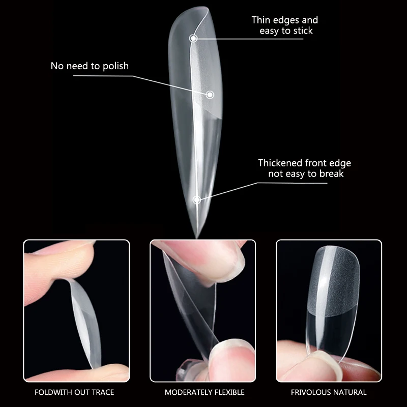 CHUNSHU 360pc/box Press On Nails Square Coffin Ballerina False Nail Tips For Extension System Transparent Ultrathin Nail Capsule