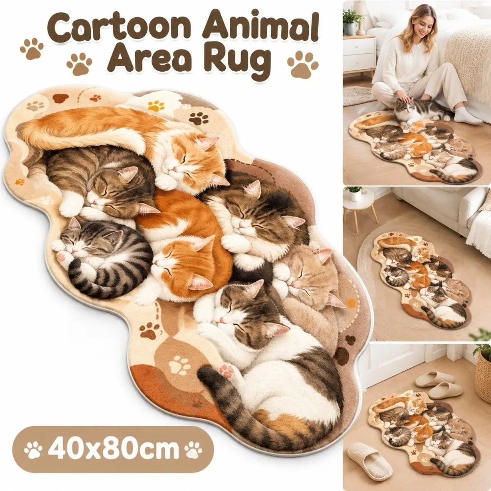 New Faux Cashmere Cartoon Animal Rug Soft Irregular Cloud Shape Cat Carpet Stain Resistant Non Slip Floor Rug Bedroom