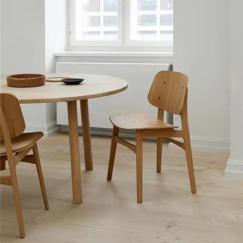 Modern simple solid wood dining chair white oak skeleton curved wood chair
