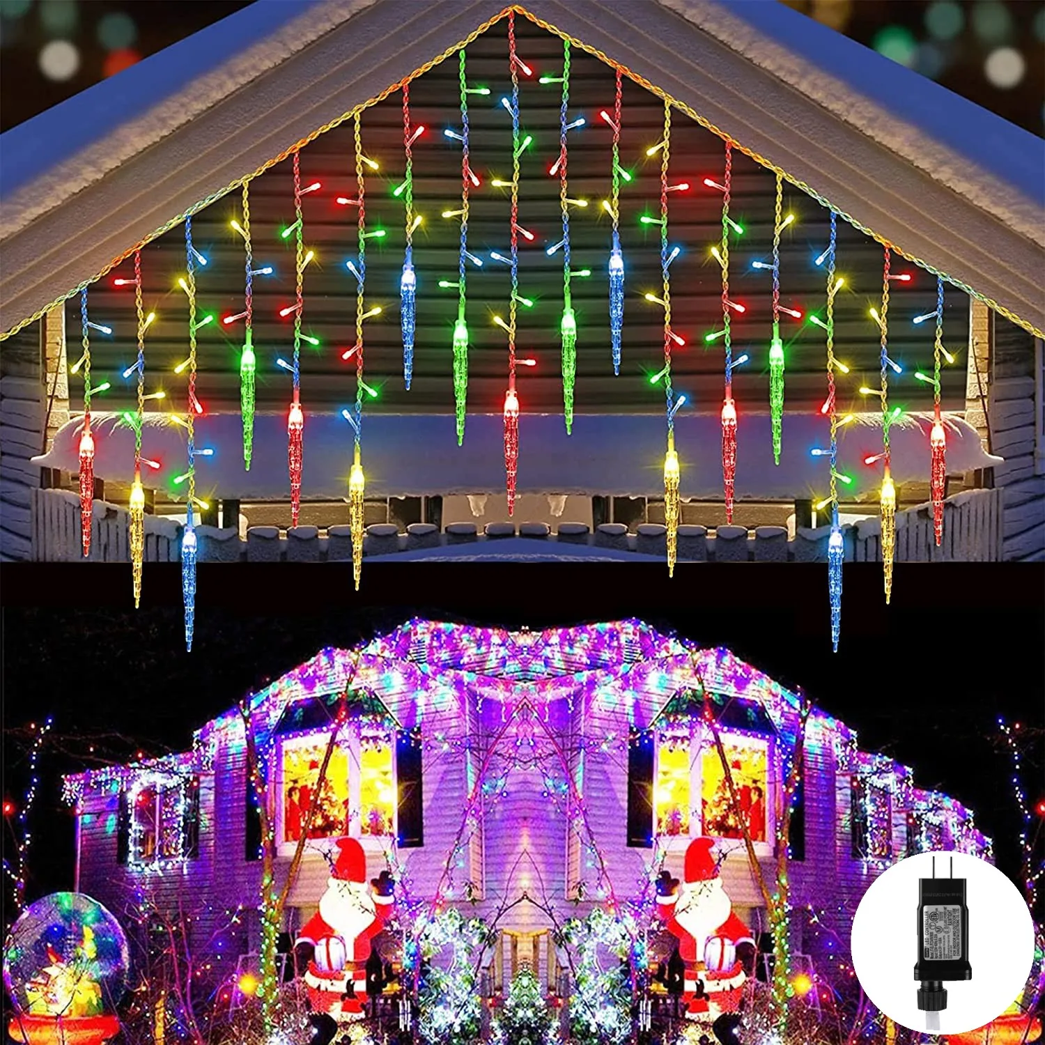 

Led Icicle Christmas Lights Outdoor IP44 Waterproof Connectable 216 LEDs Droop 0.6/0.7/0.8 New Year 2025 Safety Voltage Festoon