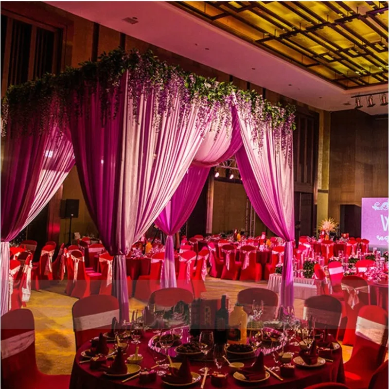 Fashion Wedding props arbor drapes square canopy ceremony princess pavilion wedding decoration cloth curtain with topper