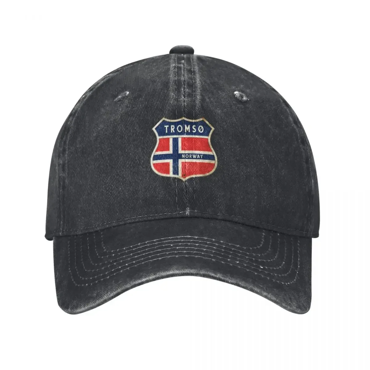 Troms? Norway coat of arms flag design Baseball Cap Luxury Man Hat cute Golf Hat Man Beach Outing Caps Women Men's