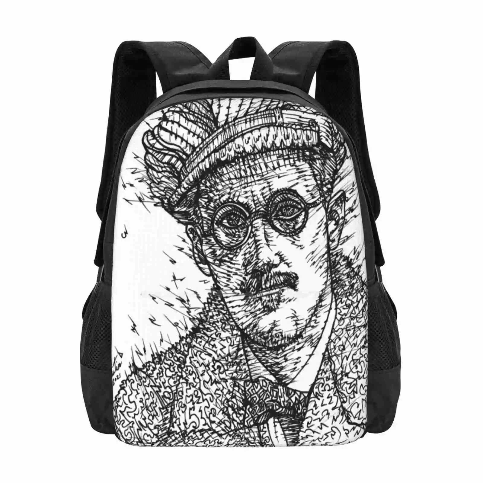 James Joyce - Ink Portrait .1 New Arrivals Unisex Bags Student Bag Backpack Ulysses Dublin Irish Joyce James Joyce Art Joyce