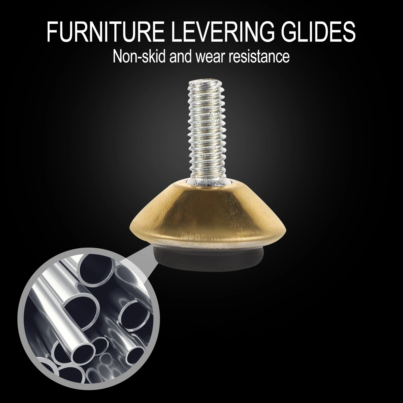 

12pcs Adjustable Furniture Feet Levelers Heavy Duty Golden Non Skid Wear Resistance Noise Reduction Furniture Legs Accessories