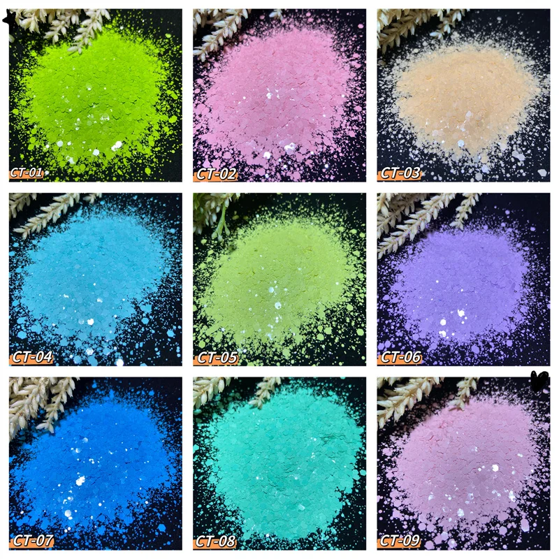 Tamanho misto hexágono glitter para a decoração do prego, 10 cores, fosco, doces, cor, macaron, nail art, diy, 5 g/box