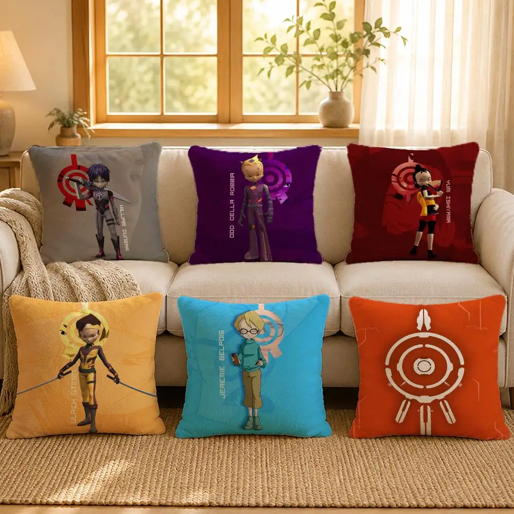 Cartoon Code Lyoko Retro Art Cushion Cover Personalized Short Plush Soft Bedroom Sofa Home Decor Gift