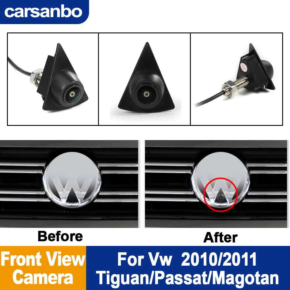 كاميرا الرؤية الأمامية للسيارة Carsanbo AHD 1080P لسيارة VW 2010 2011 Tiguan Passat Magotan عين السمكة للرؤية الليلية كاميرا OEM مقاومة للماء