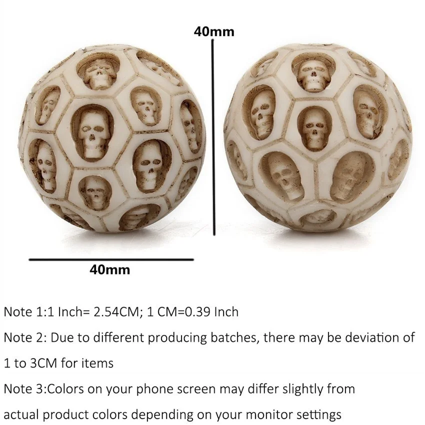 2pcs Skull Resin Handball  Fitness Ball  Massage Ball Resin Hand Turn Health Ball  Exercise Stress Relief Baoding Balls