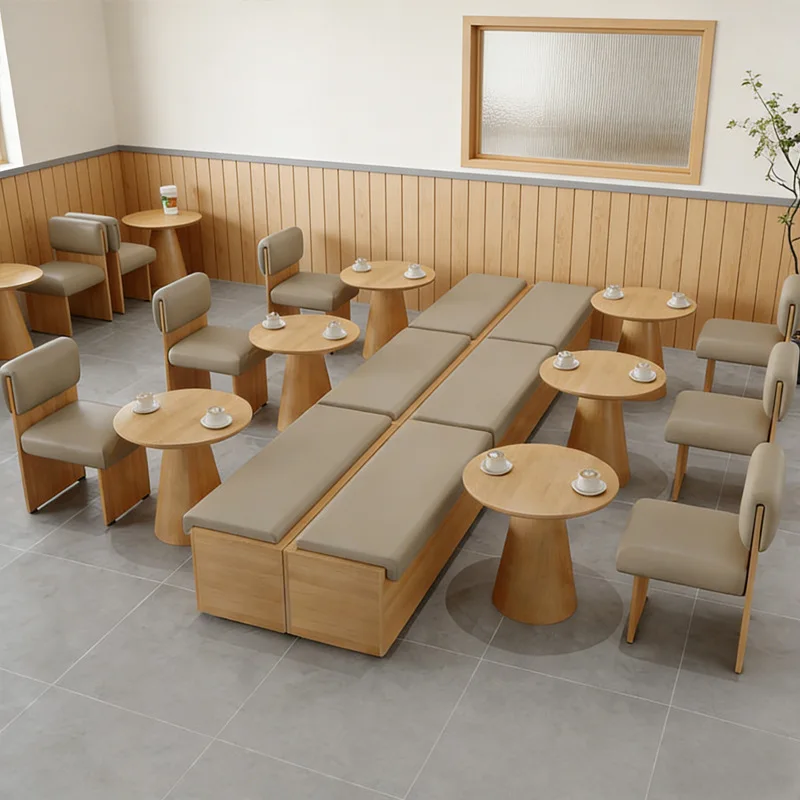 

Milk Tea Shop Coffee Shop Table And Chair Combination Snack Drink Shop Against The Wall Card Seat Sofa Negotiation Area Leisure
