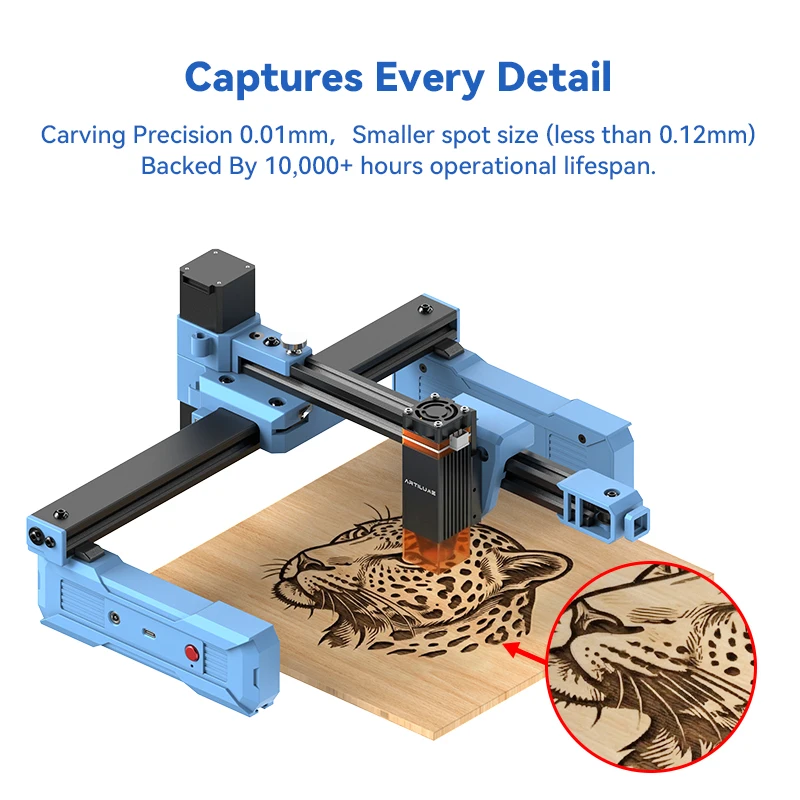 Artilume D2 2.5/6W Foldable Laser Engraving Machine 0.01mm Precision Portable Mini Engraver DIY Wood Metal Cutter with APP Control