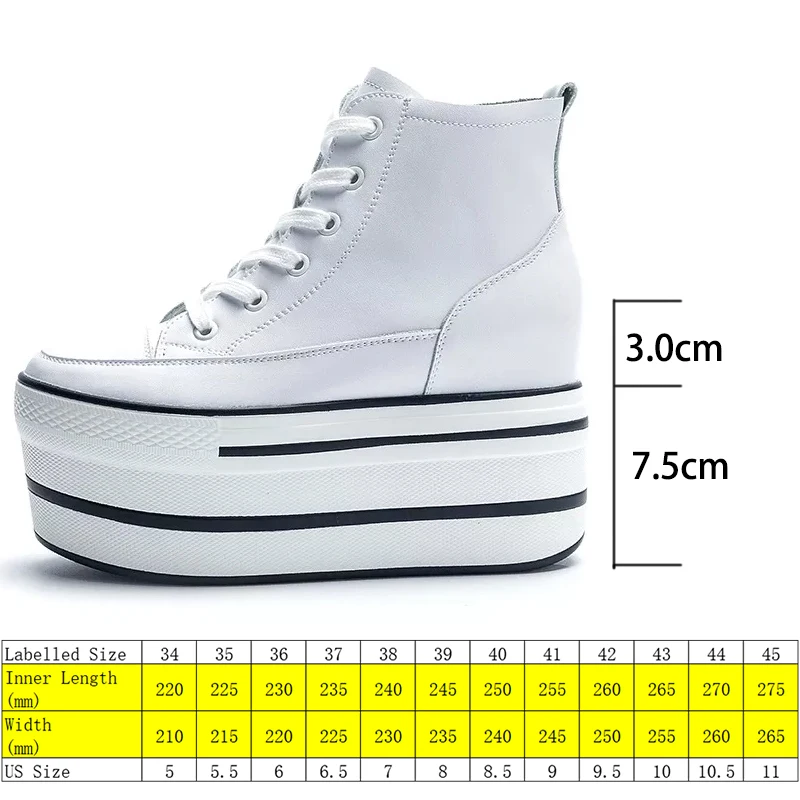 Fujin Women\'s High Top Sneakers Casual Leather Lace up Boots Sneakers For Woman Spring Autumn Shoes High Heels Sneaker Shoes