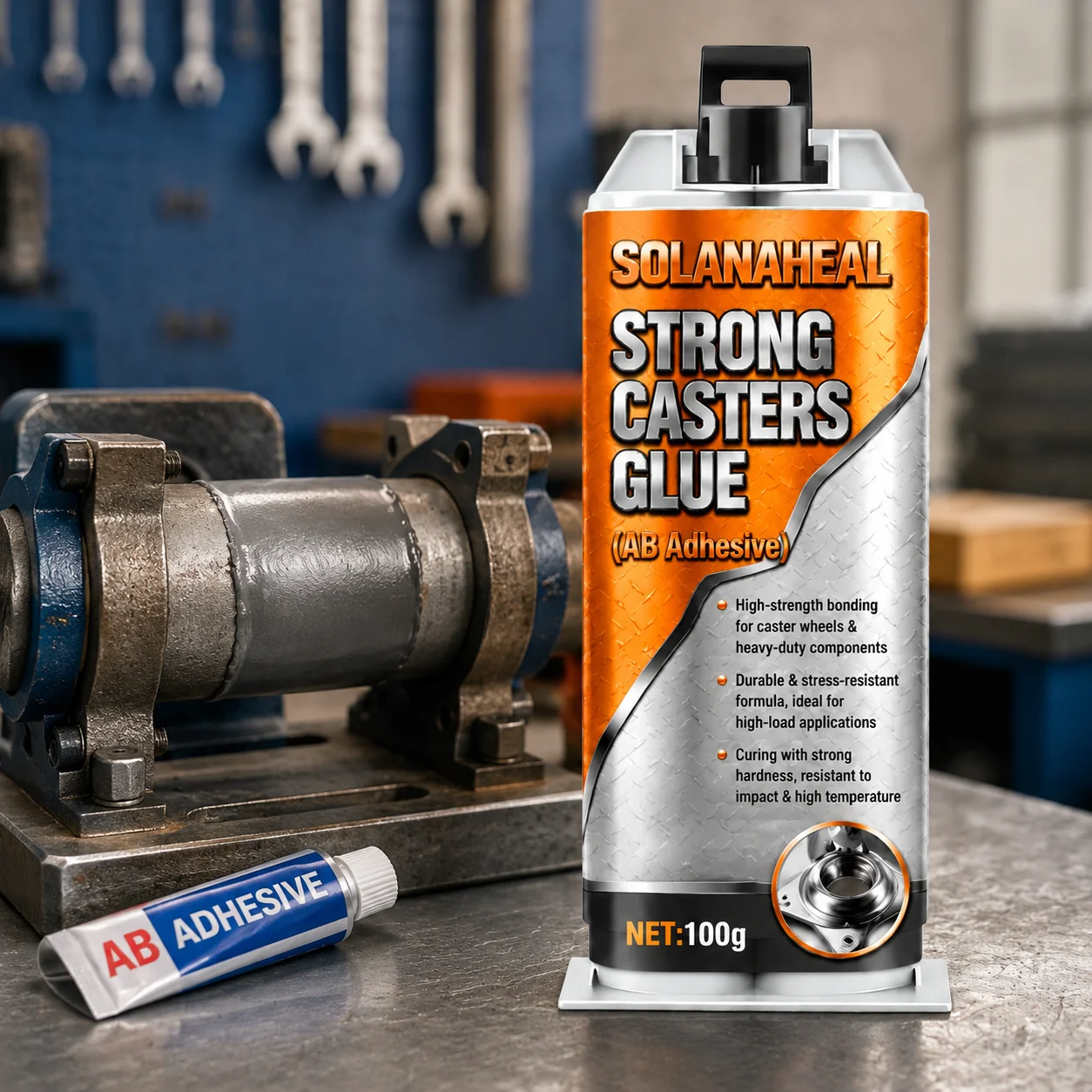 High Temp Resistant Metal Repair AB Glue 100g, Heavy Duty Stress Resistant Industrial Adhesive, Strong Hard Curing Metal Bond Gl