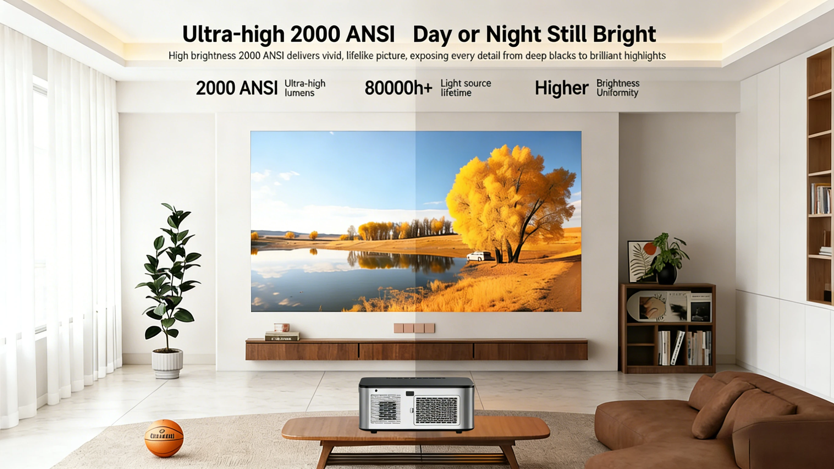 HORLAT T09MAX Google TV Projektor Full HD 1080P Android Beamer 2000 ANSI Lumen WiFi 6 3D 4K Unterstützung Smart Home Theater Projektor – Detail 3
