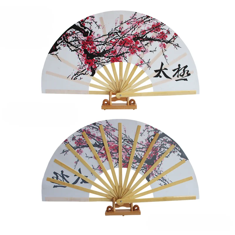 Tai Chi Kung Fu Bamboo Fan Chinese Classical Martial Arts Performance Hand Fan Handmade Antiquity Dance Show Props