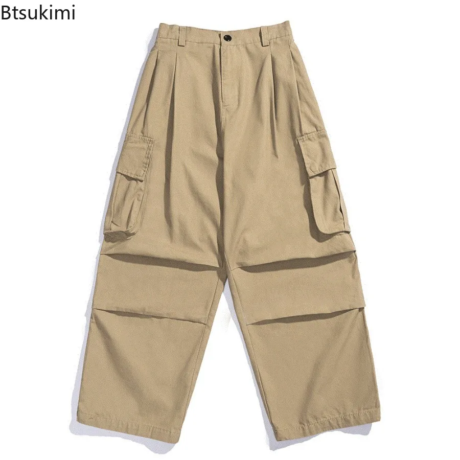 Men's Classic Design Multi Flap Pockets Cargo Pants Loose Fit Drawstring Cargo Pants for Skateboarding Street Outdoor Camping