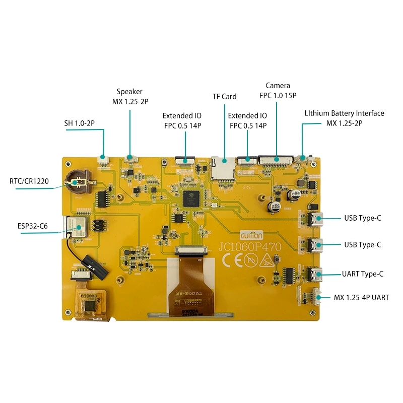 Плата разработки ESP32 P4, 7-дюймовый дисплей, 7-дюймовый сенсорный ЖК-экран, встроенный порт для камеры ESP32-C6, порт динамика