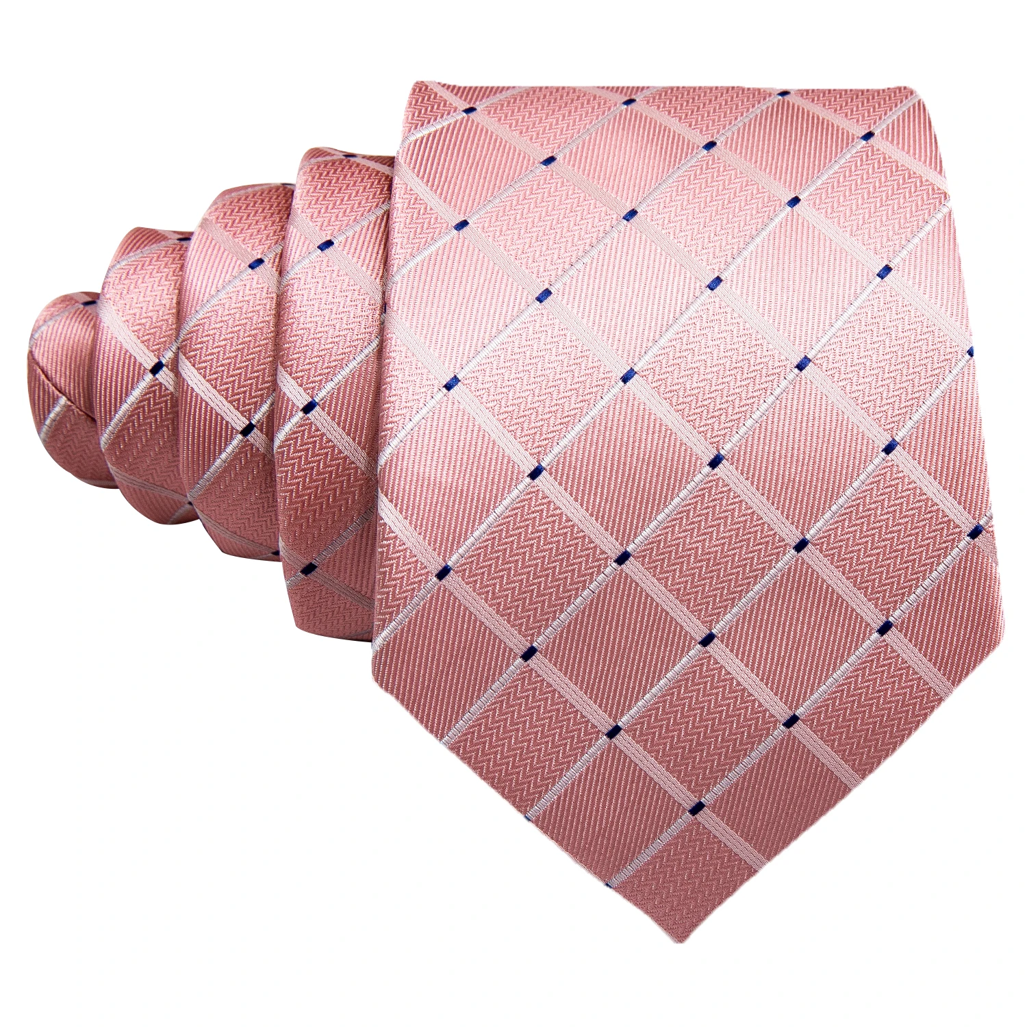 Designer Mens Cravatta Jacquard Cravatta Tasca Quadrata Gemelli Set Salmone Plaid a quadri per uomo Uomo Matrimonio Busniess Regalo per feste