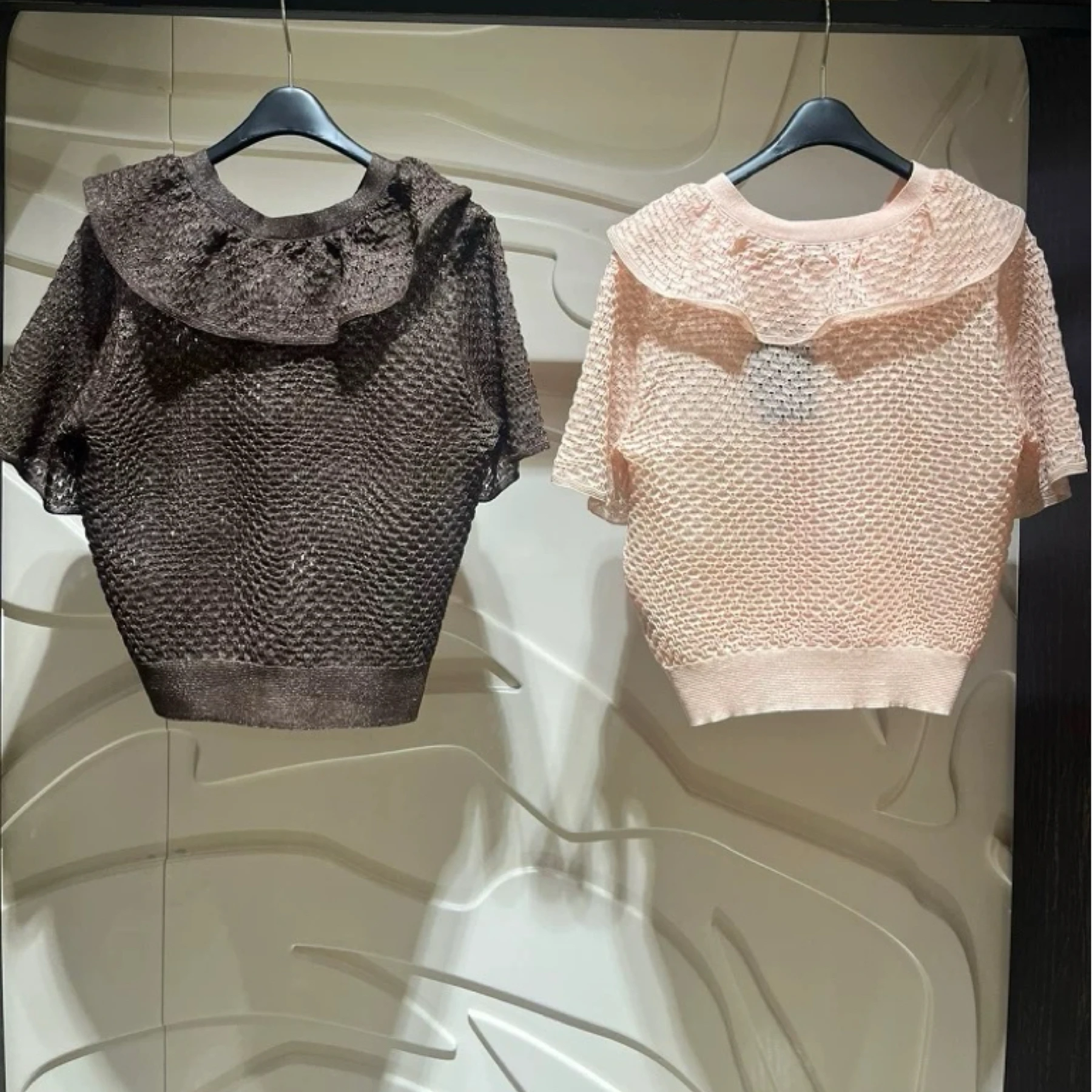 سترة Sweet Youthful LNVN 25 Summer ort Sve محبوكة مفتوحة من الدانتيل المجوف ومتعددة الاستخدامات للتخسيس على شكل حرف V Ne Button up Ca...