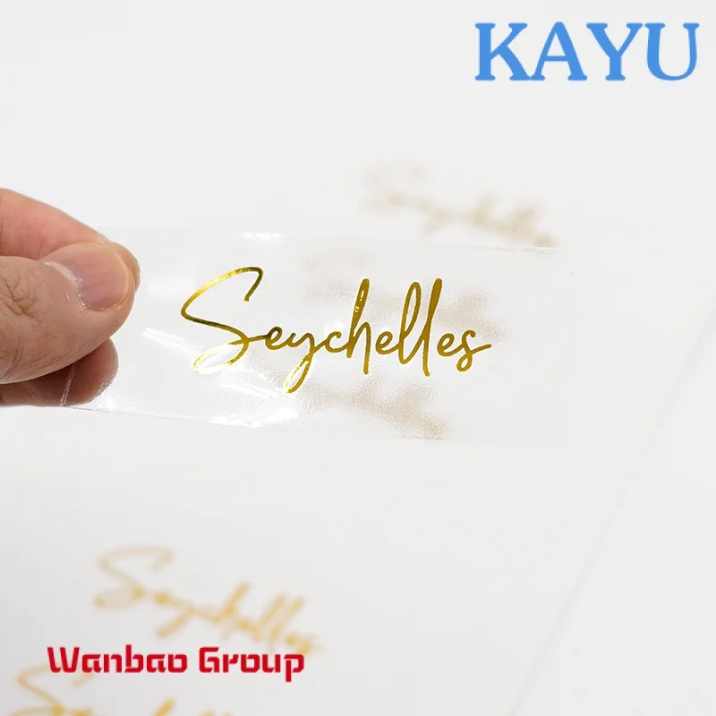 Custom Self Adhesive Vinyl Customized Printing Clear Gold Foil Water Proof Plastic Stickers Transparent Logo Label