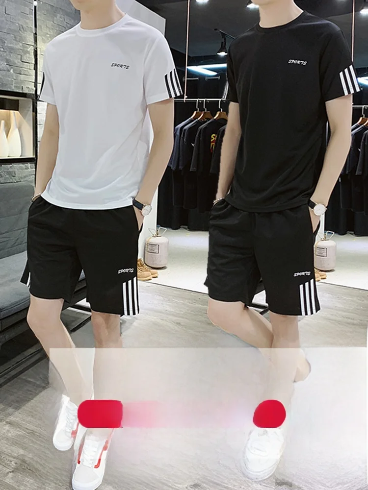 

Men's Sportswear Set Loose Fit ort Sve T-irt And orts Fitn Running Clothing Summer Casual Two-Piece Suit
