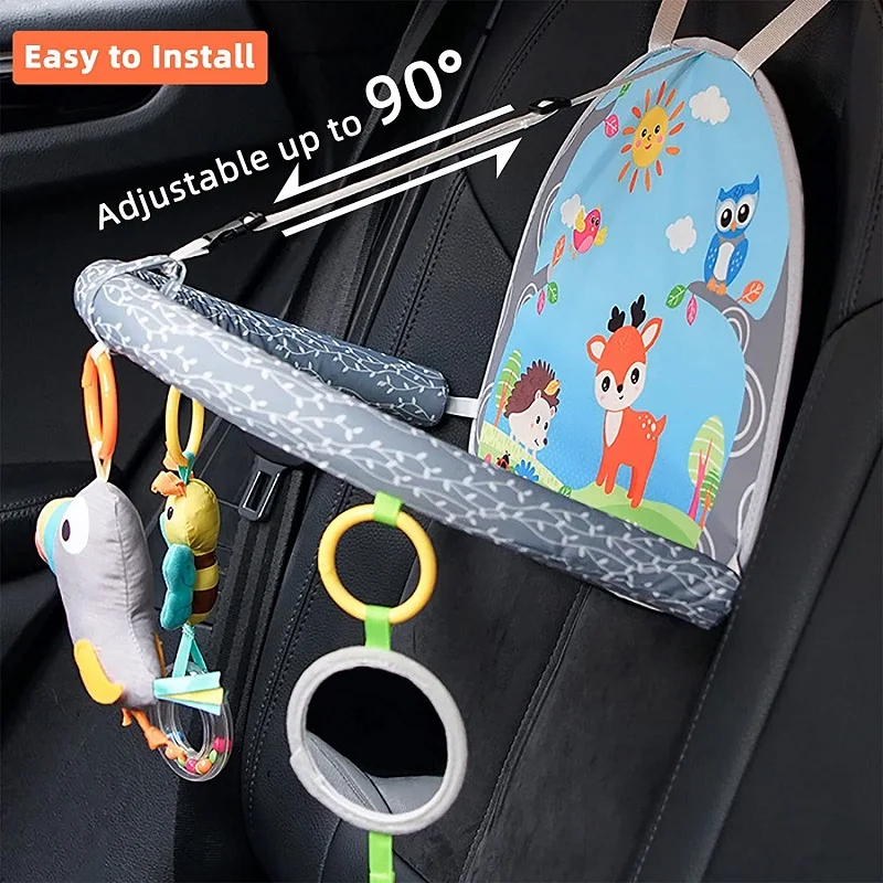 Baby Car Seat Toys Mirror Infant Activity Center for Car Seat Crib Stroller Rear Facing Car Seat Toy Hanging Toys for Baby 0 12M