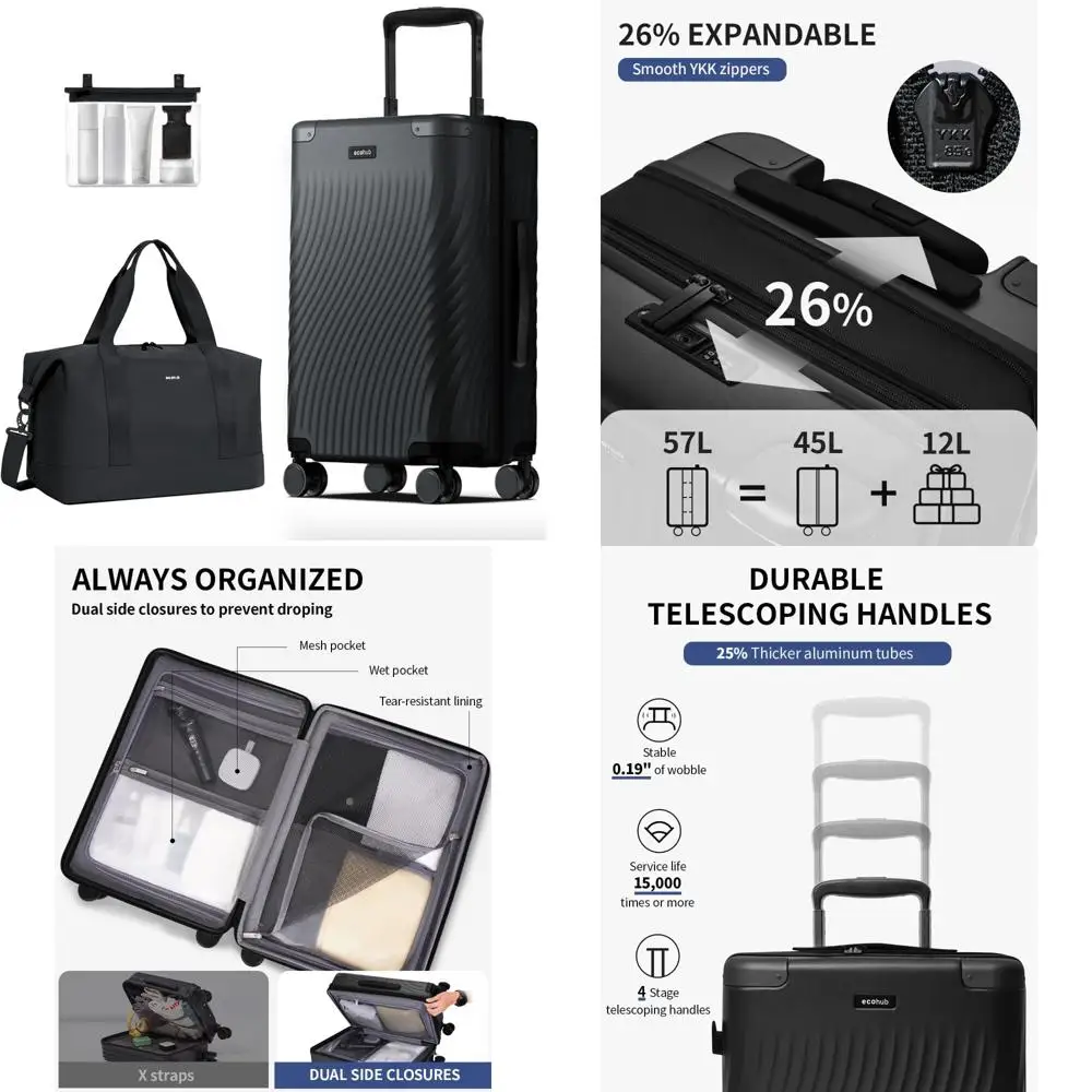 

ECOHUB 20, расширяемая ручная кладь с твердой поверхностью, вращающимися колесами, замком TSA и одобренными линиями воздуха размеров 22x14x9