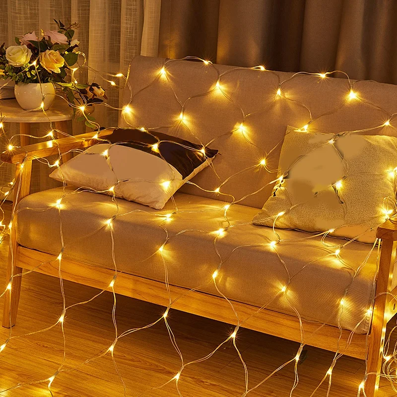 Star Fishing Net LED String Outdoor String Fairy Night Lights Holiday Bedroom Home Party Christmas EU Plug