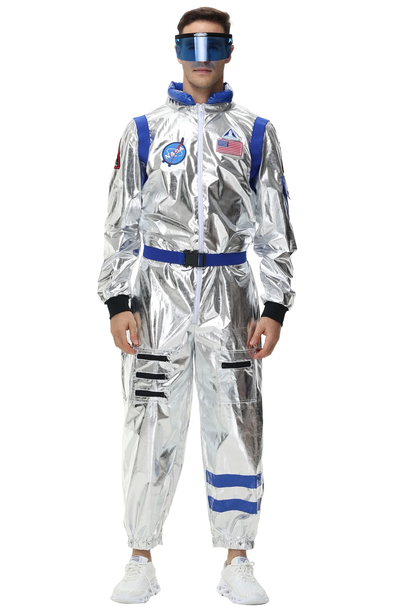 Silver Astronaut Costume Adult Spaceman Jumpsuit Space Suit Outfit for Women Men Cosplay Halloween Costumes 2024 New