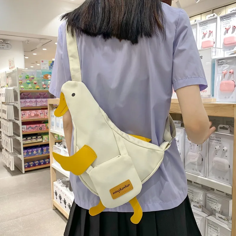 

Super Cute Duck Canvas Women Crossbody Bag Original Design Shoulder Bag Japanese Fashion Chest Bag Student Messenger Bag 2023