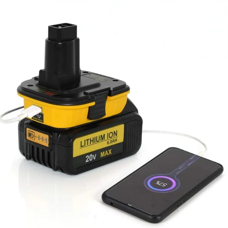 Adaptor Baterai 20V Terbaik DCA1820 untuk Alat Dewalt 18V Konversi untuk Baterai Lithium Dewalt 20V untuk DC9096 DE9098 DE9096 dengan USB