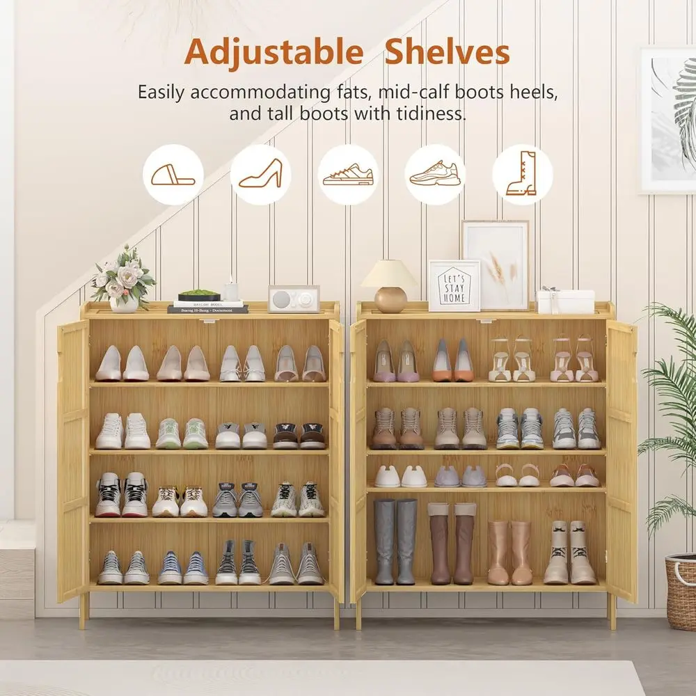 خزانة أحذية من الخيزران مكونة من 5 طبقات للمدخل - منظم تخزين حديث لغرفة المعيشة وغرفة النوم والممر والخزانة - يحمل 25 زوجًا