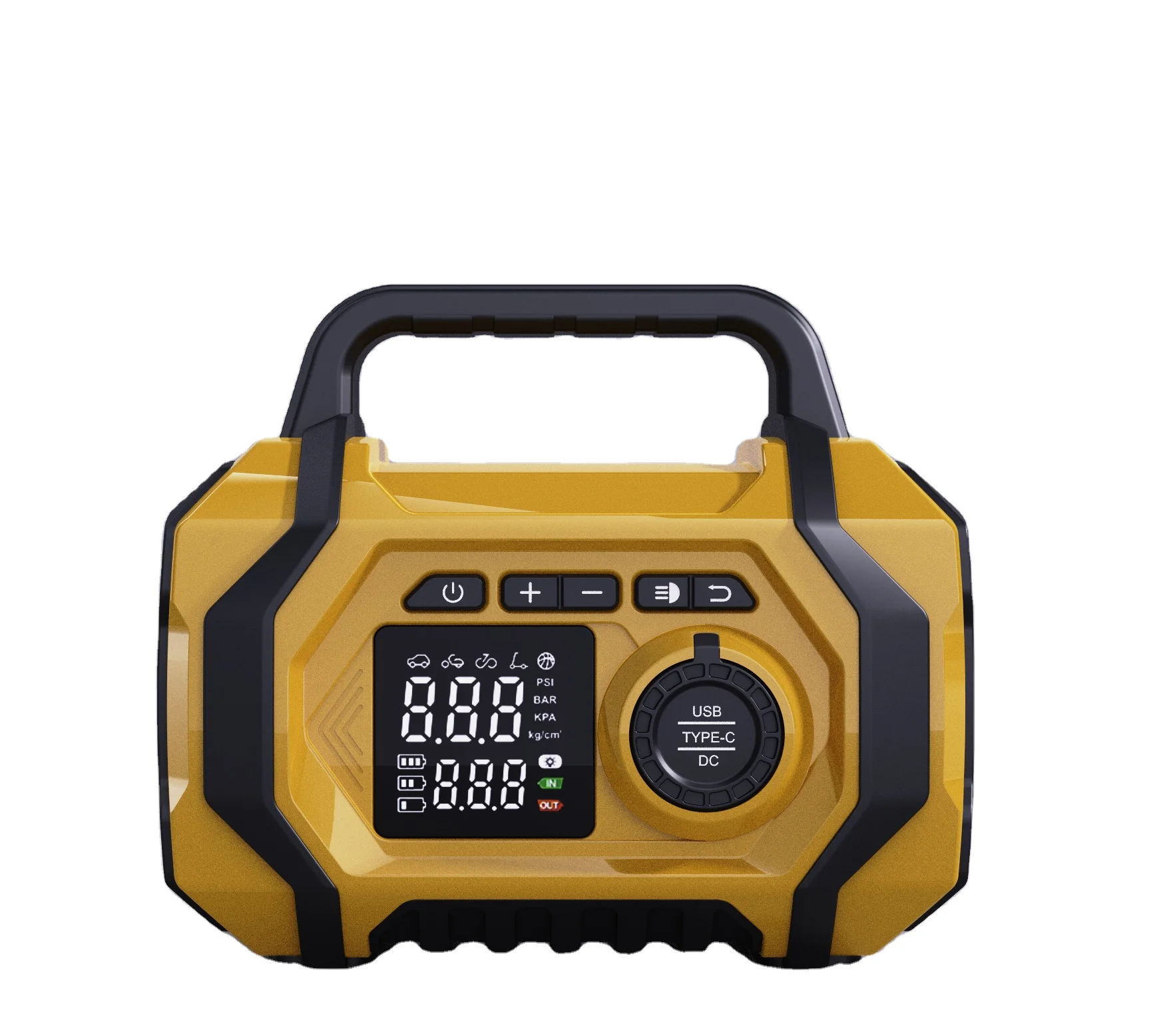 HF201 New Model Battery Jumper Starter With Inflator Portable 6 In 1 Emergency Power Bank Supply Air Compressor Car Inflator LED