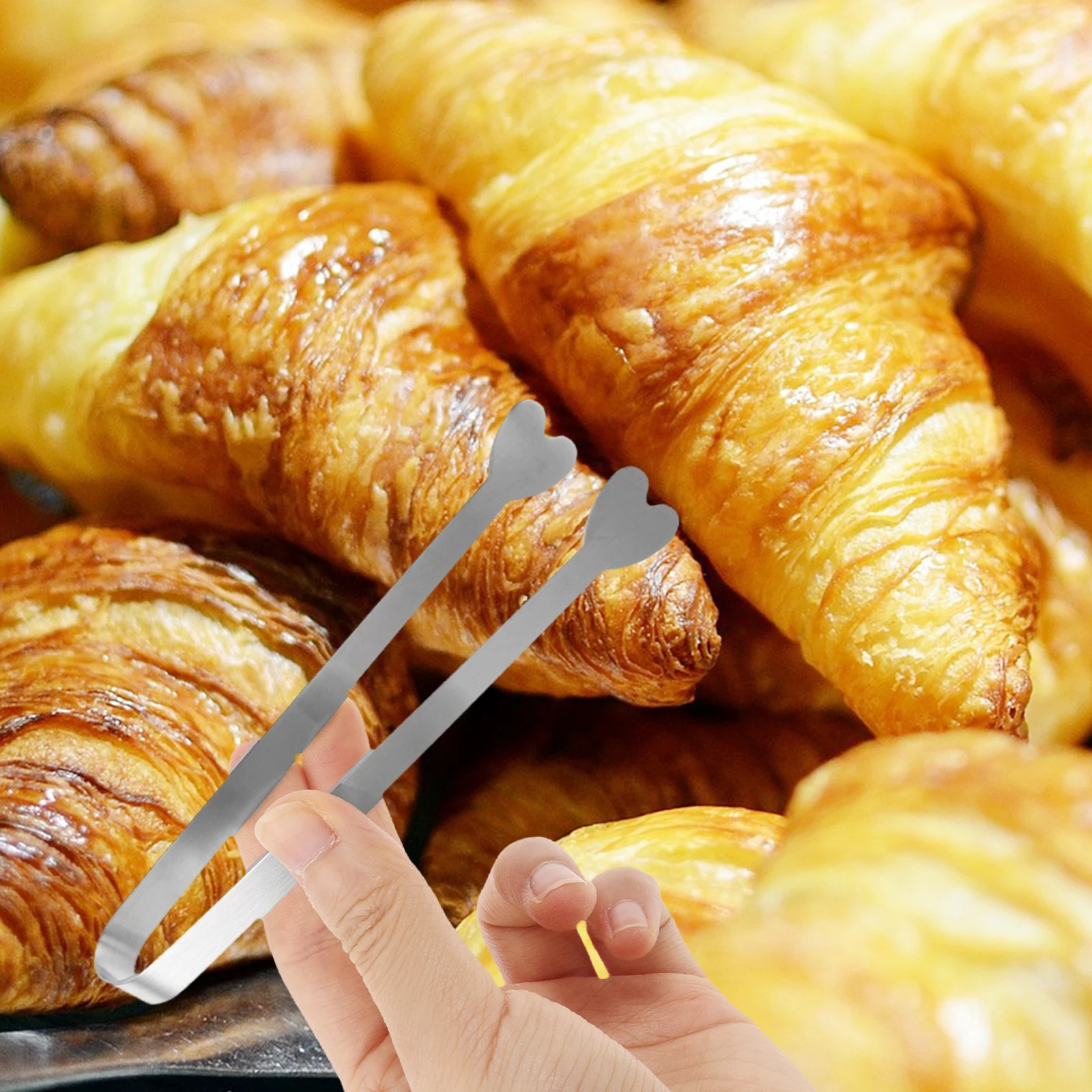 

Stainless Steel Bread Clip Ice Tongs Cube Clips Coffee Restaurant Silver Food Barbecue Tool Lightweight Ergonomic Kitchen