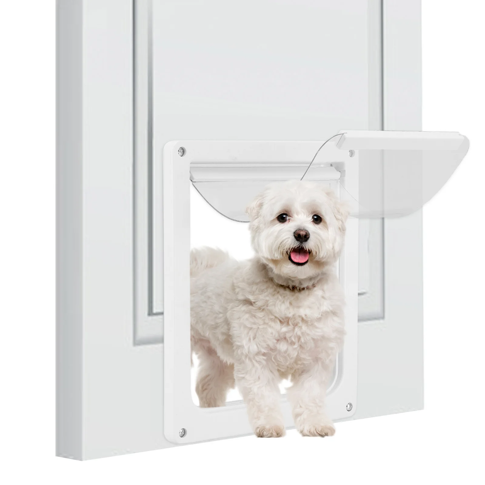 

PVC Large Dog Door Heavy-Duty Flap for Golden Retriever, Shepherd & Rottweiler, Fits Wood/Glass/Iron Doors, Lockable 4Way System