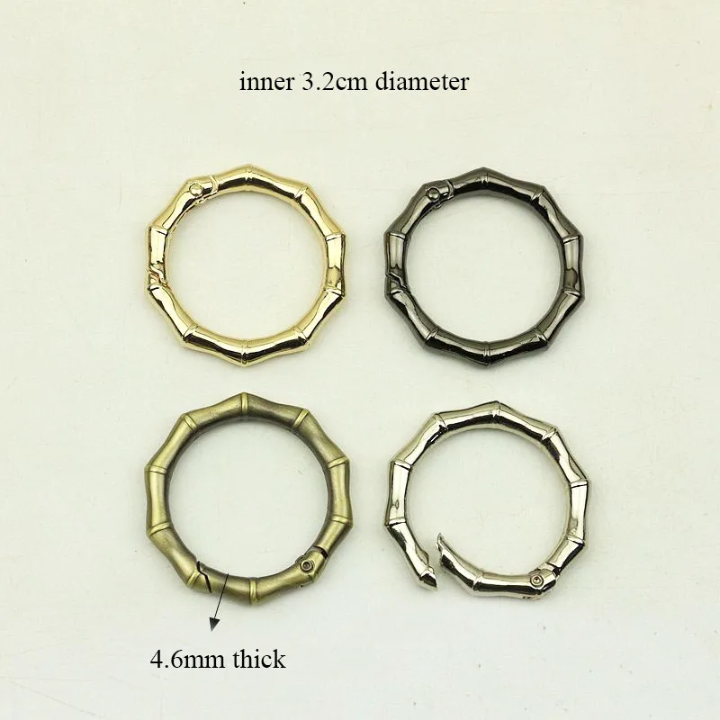 10pcs 32mm Bamboo O Ring Round Metal Belt Buckle for Keyring Bag Handle Strap Buckle DIY Cothes Decoration Hardware Accessories