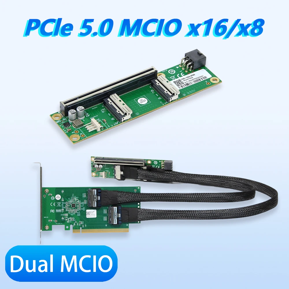 

Independent External Expansion Adapter Backplane PCle 5.0 MCIO X16 / X8 X4 for Graphics Network Card High-speed Low-loss Cable