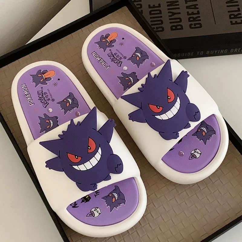 New Pokemon Gengar Anime Peripheral Summerslippers Leisure Time For Men And Women Trendy And Cool Anti Slip Couple Slipper Gift