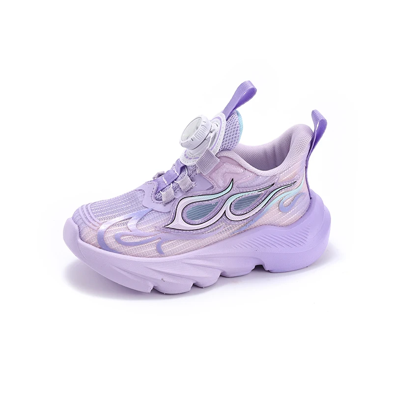 Rotary Quick Lace Kids Running Shoes Summer Breath Mesh Sport Sneakers Outsole Anti Slip Wearproof Children Daily Footwear