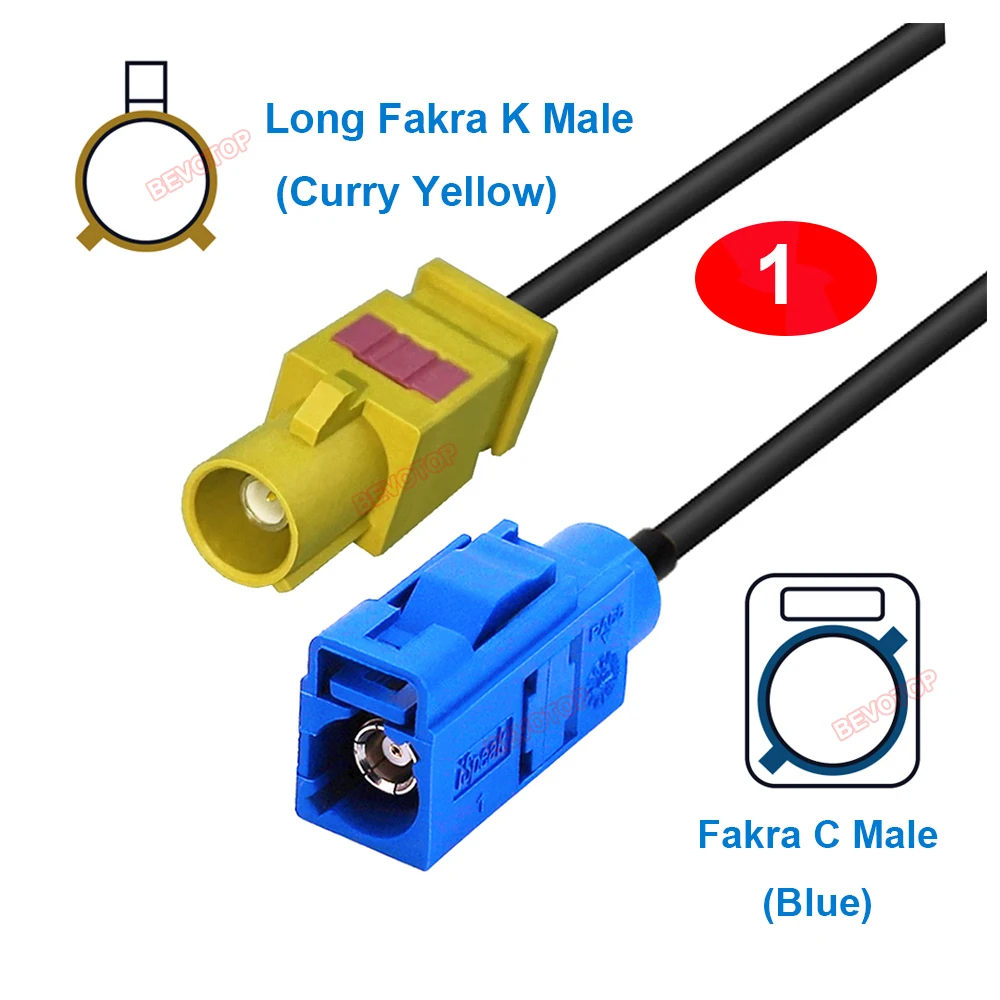 1 Unidade Cabo Pigtail Fakra Azul Fakra C para Fakra K Macho/Fêmea RG174, Chicote de Fiação Fakra BEVOTOP, Cabo Automotivo Personalizado 10CM~20M