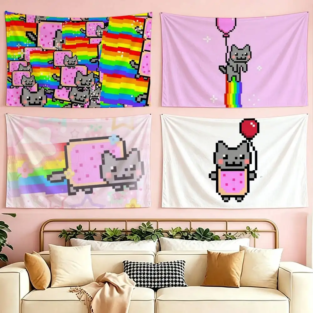 

Cute rainbow Nyan Cat flag Suitable For Party Club Outdoor Interior Wall Decoration Banner Fans Gift