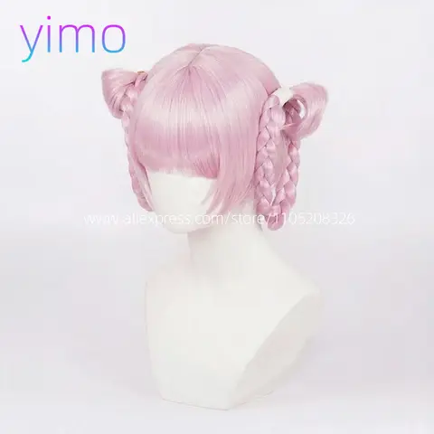 Parrucca cosplay Anime Call of the Night Nanakusa Nazuna rosa con doppia treccia Yofukashi no Uta Nanakusa Nazuna parrucche grigiastre