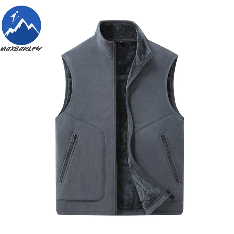 

Plus Size Winter Mens Vest Fur Fleece-lined Thick Warm Sleeveless Jacket Men Casual Zipper Up Outdoor Windproof Waistcoat