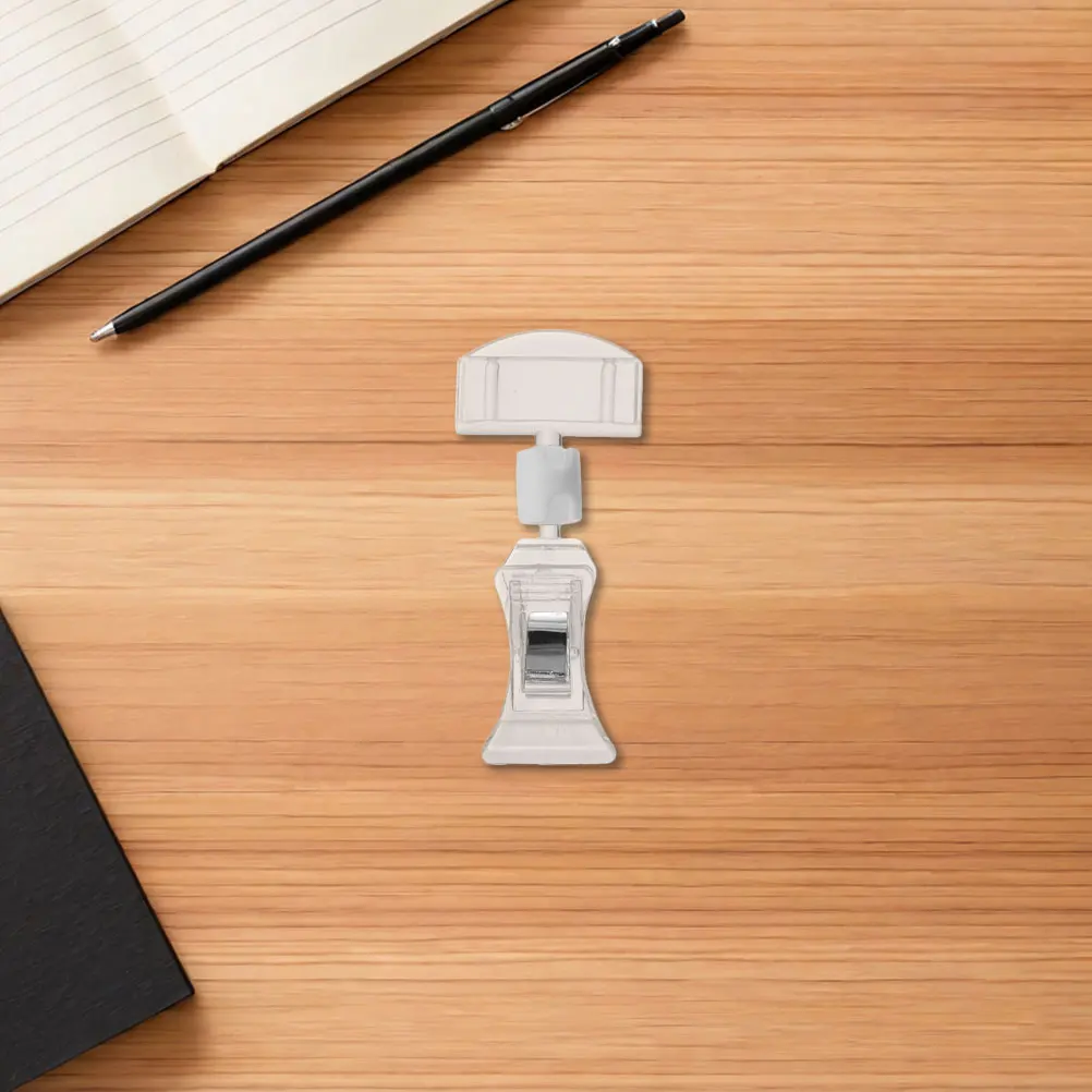 15pcs Ad Sign Display Clips Rotatable Merchandise Label Holders Transparent Price Tag Table Sign Holders for Store