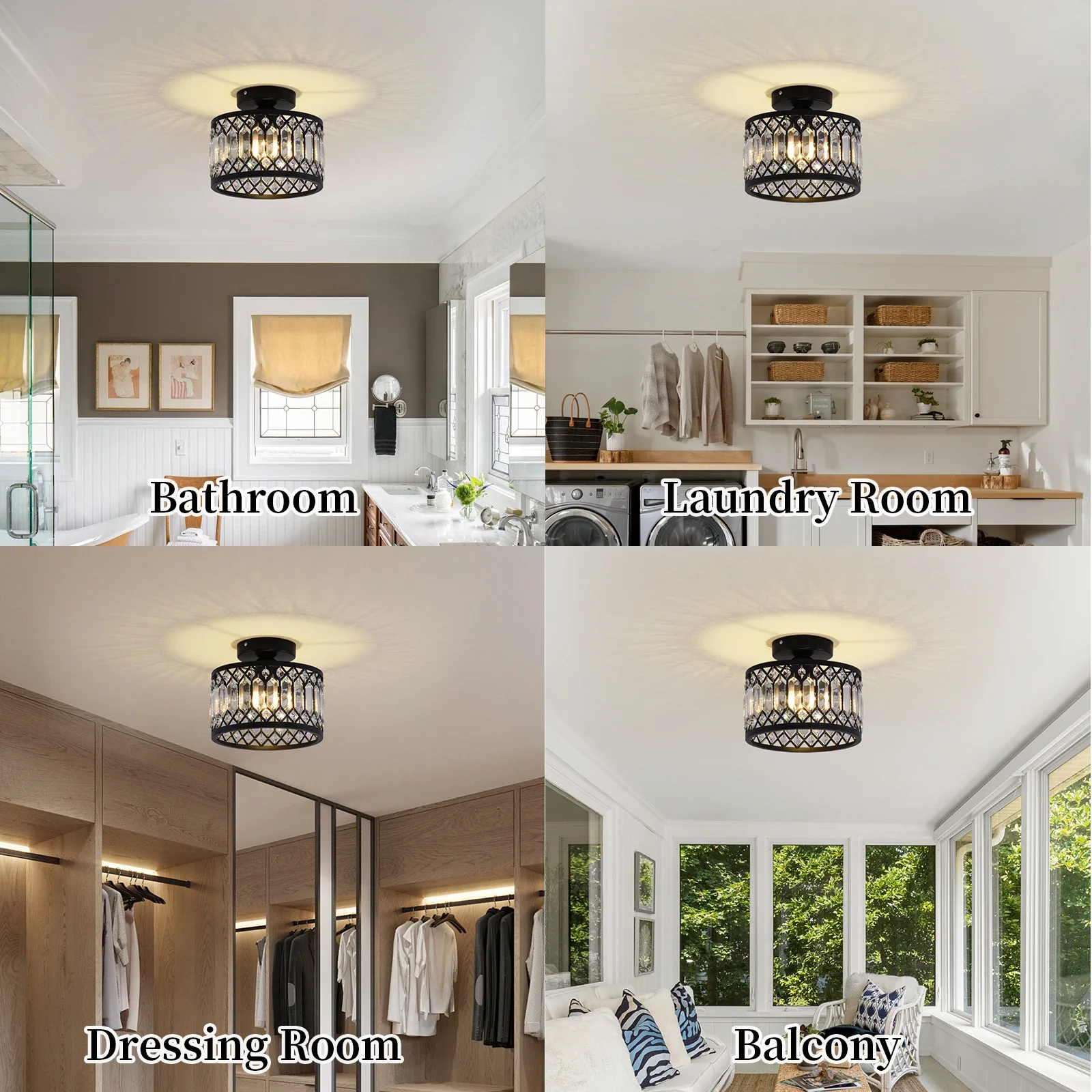 Black Crystal Chandelier Ceiling Light Iron Art Modern LED Pendant Lamp for Living Room Bedroom Home Decor Pendant Lights