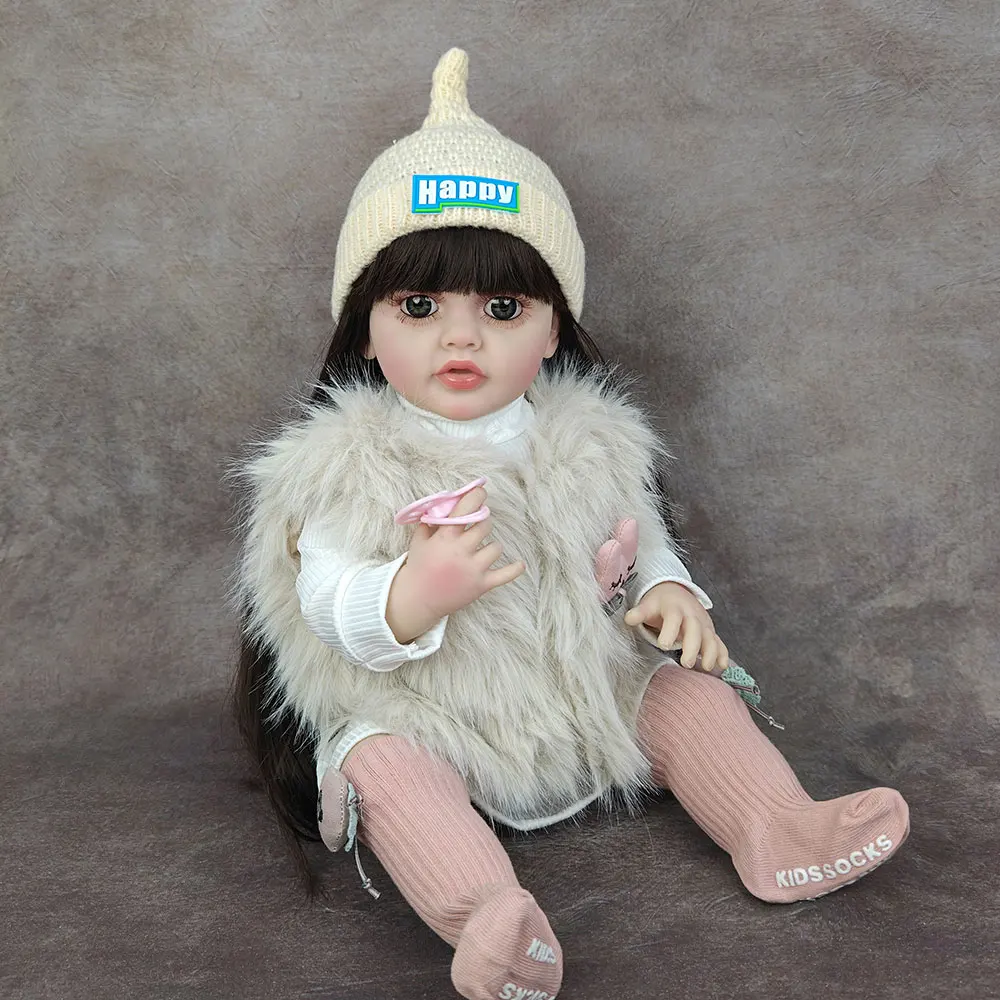 55 cm 22 pollici realistica bambola rinata con corpo in silicone completamente morbido vivo neonato Bebe bel vestire giocattolo regalo di compleanno
